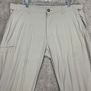 Men's UB Tech Cargo Pants Size 40x32‎ Tan Elastic Waist Union Bay Hiking STAIN
